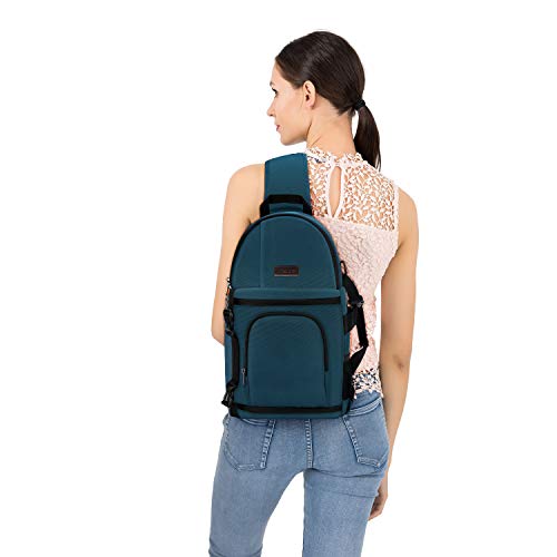 MOSISO Camera Sling Bag, DSLR/SLR/Mirrorless Camera Case Shockproof Photography Camera Backpack with Tripod Holder & Removable Modular Inserts Compatible with Canon/Nikon/Sony/Fuji, Deep Teal - color: Deep Teal