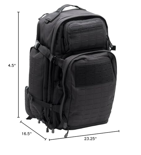 LA Police Gear Atlas 72 Hour Tactical Backpack for Men & Women, Large Bug Out Bag with MOLLE System, Hiking Hunting Combat Backpack, Black - color: Black