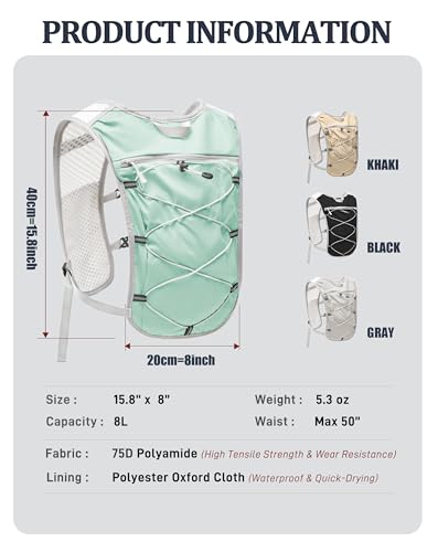 Small Lightweight Hiking Backpack, 3D Breathable Mesh Backpack with Water Bottle & Phone Pockets, Travel Daypack for Men Women, Cycling & City Tour - color: Light Green