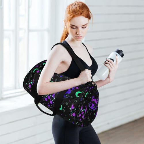 MNSRUU Duffel Bags Cat Skulls Sports Gym Bag Travel Luggage Overnight Bags for Men Women Duffel Bags for Traveling - color: Goth 17