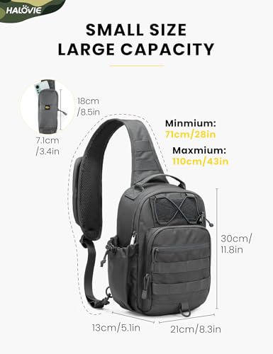 HALOVIE Anti-theft Tactical Sling Bag RFID Darkgray Military Shoulder Bag with Phone Pack EDC Molle Crossbody Bag for men - color: Darkgray