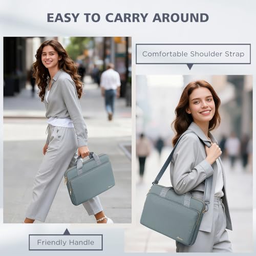 KIZUNA Laptop Sleeve Case 17 Inch Computer Shoulder Bag for 17.3" Lenovo ThinkBook Plus/IdeaPad 3i Gen7/LG gram 17/ASUS Vivobook/ZenBook Pro/MSI 17/Dell XPS/HP ENVY/Dell G7 - color: Grey-green, size: 17 Inch