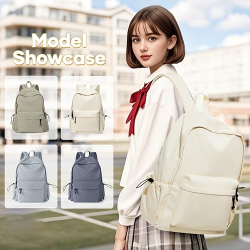Backpack Lightweight bag Waterproof college backpack for cute Aesthetic backpacks Casual Daypack for Men Women(Beige) - color: A-beige