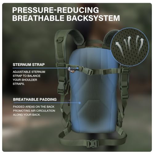 Mardingtop 15L Tactical MOLLE Hydration Backpack – Small Military Bag for Motorcycle, Hiking, Riding, Biking & EDC Daypack - color: Ranger Green