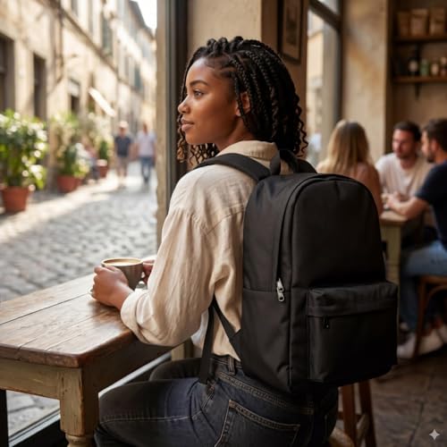 Black Business Laptop Backpack Lightweight 16 Inch Notebook Commuter Daypack Organizer