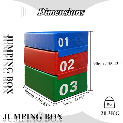4 in 1 Foam Plyometric Box, Adjustable Height Soft Foam Jump Box Set, Non-Slip, Durable, Easy-to-Clean Soft training box, Suitable for Gyms, Home, Jumping, etc.(Size:01+02+03(90*55*90cm)) - size: 01+02+03(90*55*90cm)