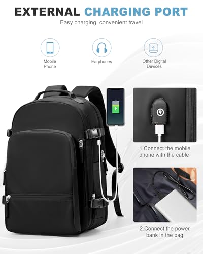 coofay Vacuum Backpack Travel with Pump Vacpack Backpack with Vacuum System Travel Compression Backpacks for Women Mochila De Viaje Carry on Luggage - color: B-black