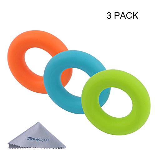 Wisdompro 3 Pack Hand Grip Strengthener Rings, Strength Trainer for Finger, Forearm Exercise, Rock Climbing Gripper Workout - 30, 40 and 50 Lbs