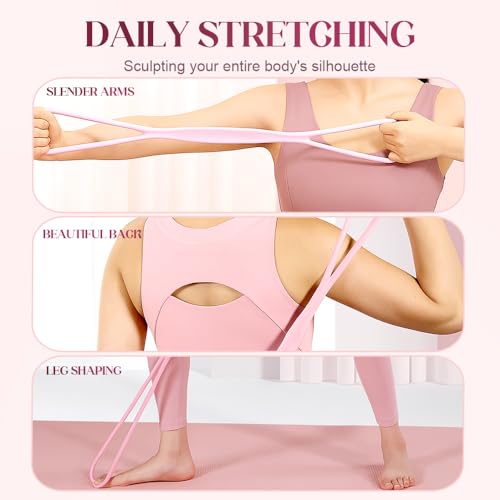 Resistance Bands, Figure 8 Fitness Resistance Band, Exercise Bands with Handles, Chest Expander Strap, Fullbody Yoga Pulling Rope, Stretching Equipment for Arm, Back - color: Pink 15lbs