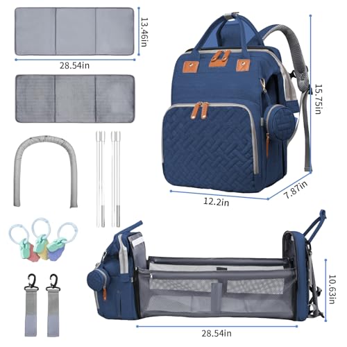 Baby Diaper Bags with Changing Station, Multifunctional Diaper Bag Backpack for Moms Dads with USB Charging Port, Waterproof Travel Diaper, Baby Shower Gifts for Baby Boy & Girls(Blue) - color: Blue