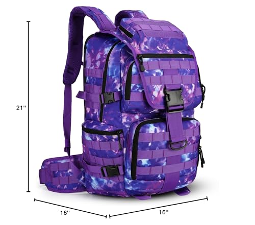 50L Military Tactical Backpack Hiking Waterproof Backpack Large Military Pack 3 Day Assault Pack Molle Bag Rucksack - color: Purplecamo