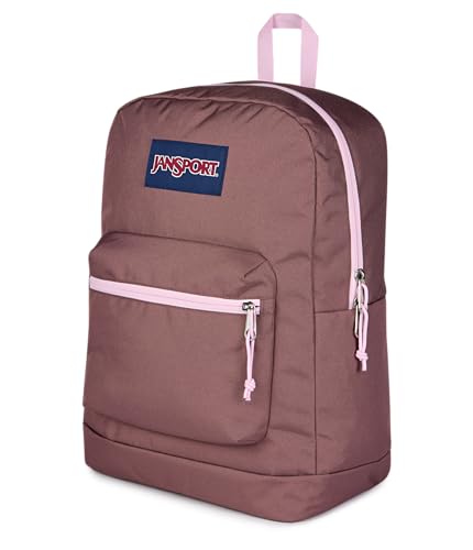 JanSport Cross Town Plus Backpack - Large Main Compartment, Side Water Bottle Pocket, 15-Inch Padded Laptop Sleeve - Color Blocked - Mahogany Haze - color: Color Blocked Mahogany Haze/Pink Ice/