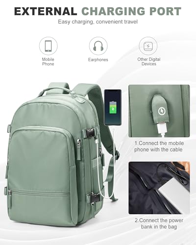 coofay Vacuum Backpack Travel with Pump Vacpack Backpack with Vacuum System Travel Compression Backpacks for Women Mochila De Viaje Carry on Luggage - color: B-army Green