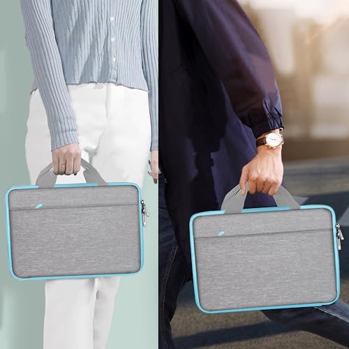 Hseok Laptop Case 13.3-14 inch Sleeve, TSA Computer Handbag Water-Resistant and Shockproof Bag Compatible with MacBook Pro/Neo 14", Mac Air/Pro 13.3" and 13"-14" Notebooks Chromebooks,Light Gray-Blue - color: Light Gray-blue
