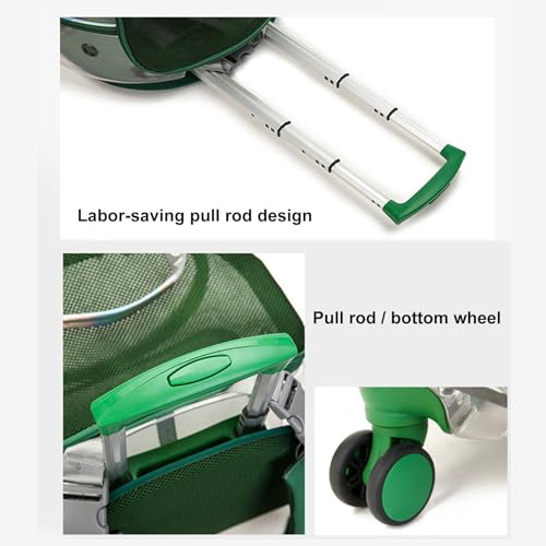 2025 Upgraded Cat Carrier Cat Backpack Pet Carrier Pet Trolley Case Clear Ventilation Holes Silent Wheels Convenient Portable Cats Dogs Backpack for Travel(Green)