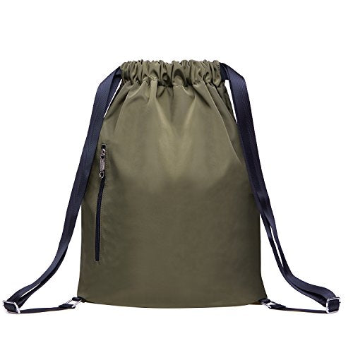 KAUKKO Drawstring Sports Backpack Gym Yoga Bag Shoulder Rucksack for Men and Women(1031-2-GREEN) - color: Nylon Army Green