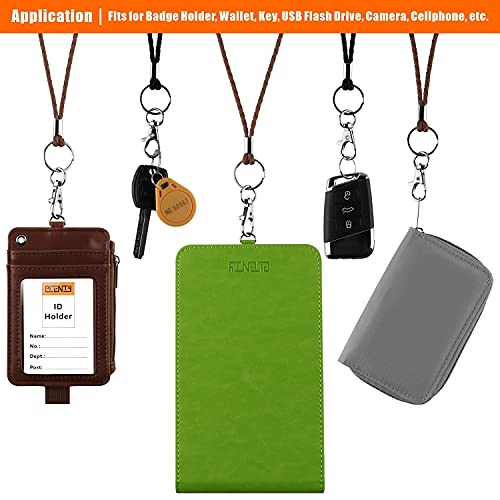 PLENTY Leather Lanyard, 2PCS Handmade 23inch Strong Office Necklace Lanyard with Clip and Keychain for Keys, ID Badge Holder, Camera, Cell Phone, iPod MP3 MP4, USB Flash Drive (Black+Brown)