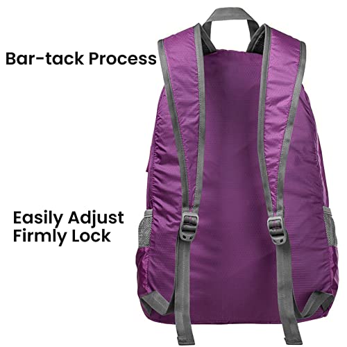 G4Free 20L Small Packable Travel Hiking Backpack for Men Women - color: Purple, size: 20L