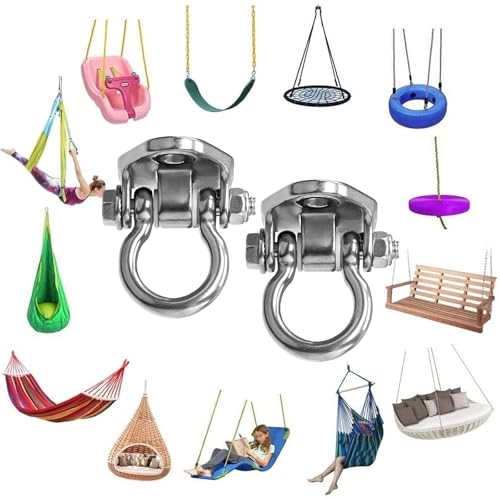 2 Heavy Duty Swing Hangers Stainless Steel 304 Anti-Rust, Innovative Double Security Protection, 2000 lb Capacity 180° Swing, Playground Porch Yoga Seat Trapeze Wooden Sets Indoor Outdoor