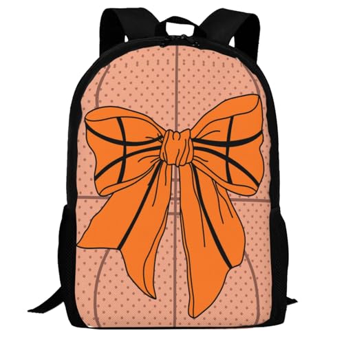 Basketball Bow Backpack Laptop Travel Bag Adjustable Backpack Print Daypack for Men Women 16.5 In - color: Style 5