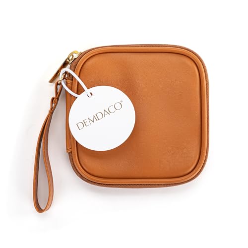 DEMDACO Electronic Accessories Tech Pouch Carry Case Travel Organizer for Cables Chargers and Headphones 4 x 4 Inch Saddle Brown - color: Brown