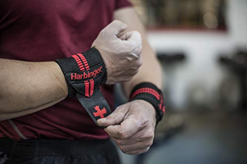 Harbinger Red Line 18-Inch Weightlifting Wrist Wraps for Men and Women (Pair) - color: Red