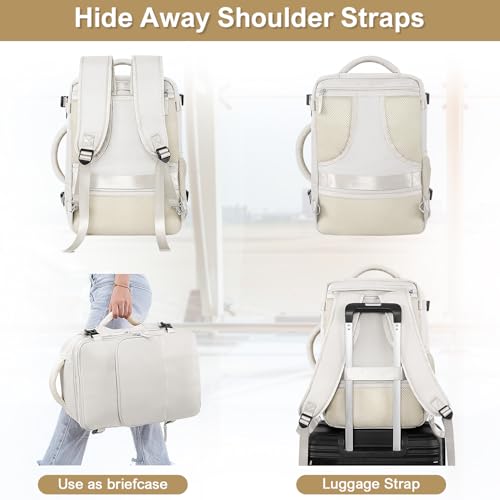 Sinaliy Travel Backpack, TSA Carry on Flight Approved Backpack - color: Beige, size: X-Large