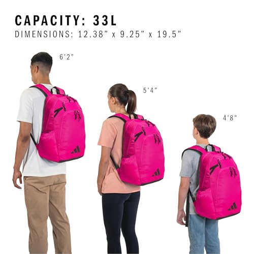 adidas Defender 5 Backpack for Sports, Gym, School and Travel, 33L, Team Shock Pink 2/Black, OSFA - color: Team Shock Pink 2/Black