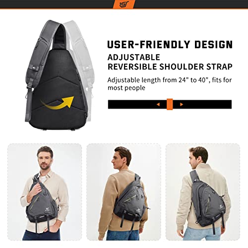 SKYSPER Sling Laptop Bag (Up to 13 Inch) - 18L Crossbody Sling Backpack Travel Shoulder Bag Hiking Daypack for Men Women(Darkgrey) - color: Grey