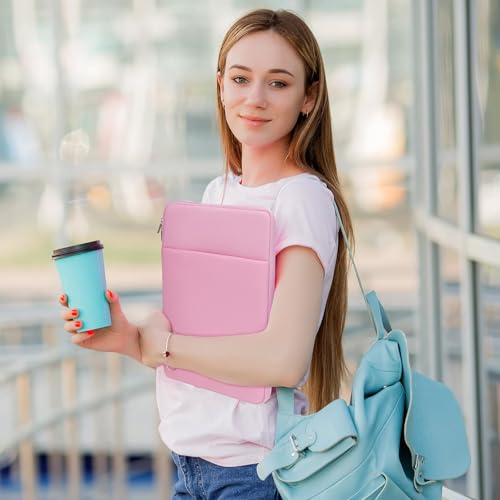 RAINYEAR 11-11.6 Inch Laptop Sleeve Case with Front Pocket & Accessories Pouch, Protective Soft Cover Compatible with MacBook Neo A18 11.6" MacBook Air 11" Notebook Tablet Ultrabook Chromebook (Pink) - color: Pink, size: 11"-11.6"