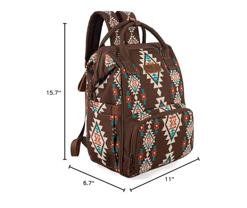 Wrangler Callie Diaper Bag Backpack with Stroller Straps Multifunction Baby Travel Bag WG2204-9110CF - color: Coffee