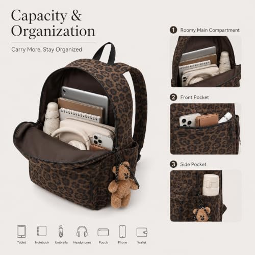 Fashion Cheetah Backpack Shoulder Bag, Trendy y2k Design Daypack Bookbag Leopard Print Coquette Purse Women Men Daily - color: Brown