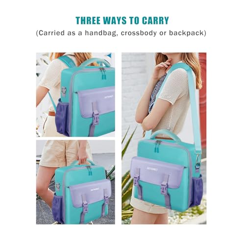 Zipper Binder 700-Sheet 3-inch D Ring with Multiple Pockets Folder,Up 14" Laptop Detachable Backpack Straps & Shoulder Use for School and Office (Blue) - color: Blue and Purple