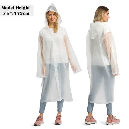 Opret Portable EVA Rain Ponchos with Hoods 2 Pack for Adults - color: 2pcs, White