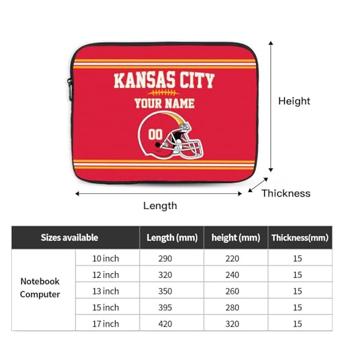 Kansas City Laptop Sleeve Case Custom Football Laptop Sleeve 15 inch Personalized Laptop Case Bag Computer Notebook Bag - color: Kansas City, size: 15 inch