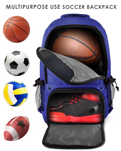 BROTOU Basketball Backpack, Large Basketball Bag with Shoes and Ball Compartment, Soccer Backpacks for Basketball/Volleyball - color: Navy Blue
