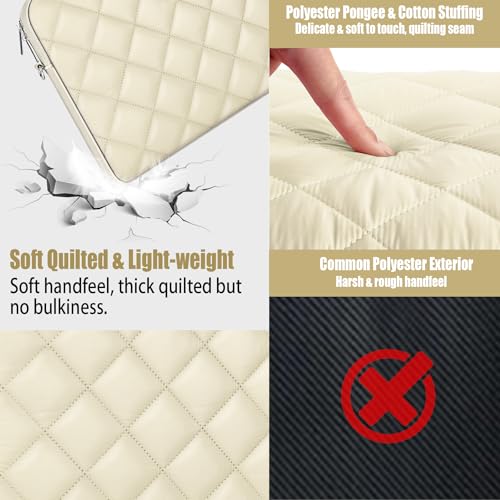 Puffy Quilted Laptop Sleeve with a Removable Shoulder Strap Compatible with MacBook Air 15 inch M2 A2941 2023/Pro 15 A1990 A1707, 15 Surface Laptop 5/4/3,Dell XPS 15,HP Stream 14 inch - color: Sleeve - Beige, size: 15 inch