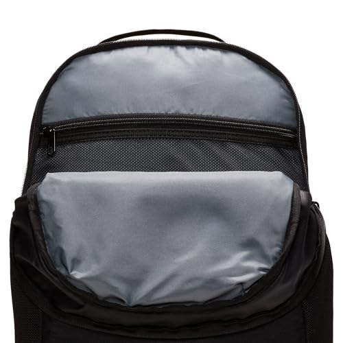 Nike Brasilia Medium Training Backpack for Women and Men with Secure Storage & Water Resistant Coating, Black/Black/White - color: Black/Black/White