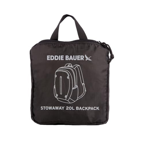 Eddie Bauer Stowaway Packable Backpack | Travel | Outdoor | Lightweight | Foldable | Durable | Ripstop Polyester | 20L - Onyx Black - color: Onyx, size: 20L