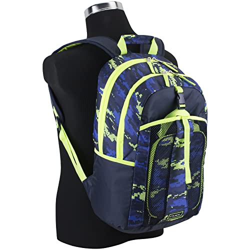 FUEL Lunch Backpack Set Teens Student Water Resistant Bookbag Bag Soft Reusable Insulated Cooler Lunch Box Thermal Travel Office Lunch Bag, Blue w/Neon Digital - color: Blue W/ Neon Camo