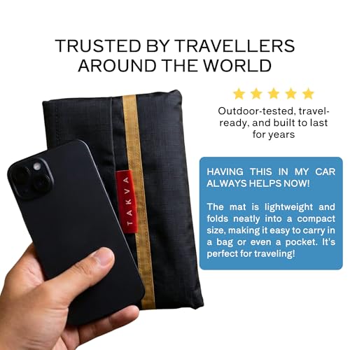 TAKVA The Pocket Sejadah™ | Portable Foldable Travel Prayer Mat, Waterproof, Ramadan/Eid Gift, Perfect Muslim Gift, Pocket Size (Design in Japan, Made in Turkey) - color: Black