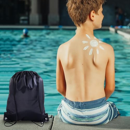 Drawstring Backpacks,10 Pack — Lightweight Drawstring Bags, Gym Sack for Sports, Daily Use & Travel (10, Black) - color: Black