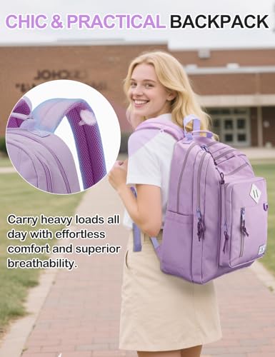 VX VONXURY Kids School Backpack, 16" 17.7" Small Bookbag for Elementary Middle - color: Purple, size: 18L Large