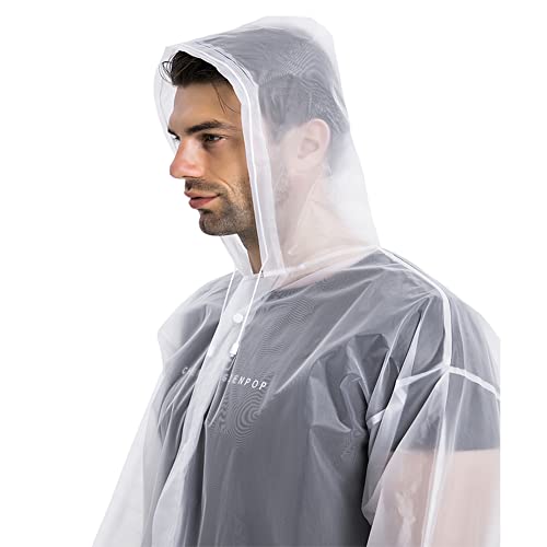 COOY Rain Ponchos for Adults, (2 Pack) EVA Rain Jacket Women Men Rain Coat - color: White