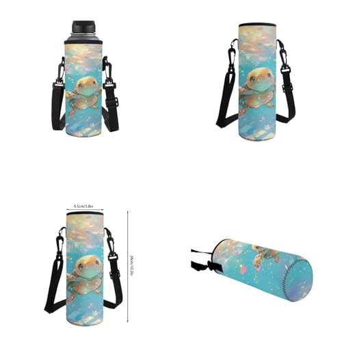Cute Sea Turtle Backpack for Girls Kids Backpack with Lunch Box Water Bottle Holder with Strap and Large Pencil Case 4PCS Set Bookbag with Front Pocket 17 inch Sturdy Elementary School Bag - color: Cute Sea Turtle
