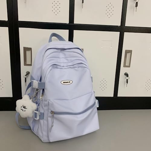 VTTDB Kawaii Backpack with Cute Accessories Casual Aesthetic Daypack Simple Laptop Bag Waterproof Travel Rucksack for Women (blue) - color: Blue