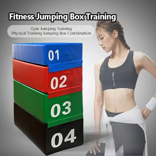Plyometric Jumping Box Set,4-1 Height-adjustable Soft Foam Stackable Exercise Fitness Gym Plyo Boxes | Premium Stackable Plyo Training Box For Child Home & Commerci(Size:90x55x40cm(35.4x21.6x15.7in)) - size: 90x55x40cm(35.4x21.6x15.7in)