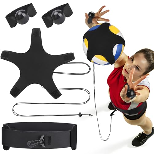 TOBWOLF Volleyball Spike Trainer, Elastic Self-Training Volleyballs Resistance Band, Volleyball Equipment Training Aid Improves Serving, Jumping, Arm Swing Mechanics and Spiking Power - color: Volleyball Resistance Band with Adjustable Waist Belt