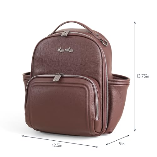 Itzy Ritzy Mini Diaper Bag Backpack – Chic, Compact Mini Plus Backpack with Changing Pad, 10 Pockets (6 Internal, 4 External), Grab-Top Handle & Rubber Feet (Espresso) - color: Espresso