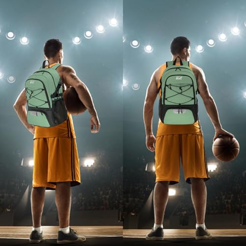 WOLT Basketball Backpack Large Sports Bag with Separate Ball Holder & Shoes Compartment, Best for Basketball, Soccer,Gym - color: Green